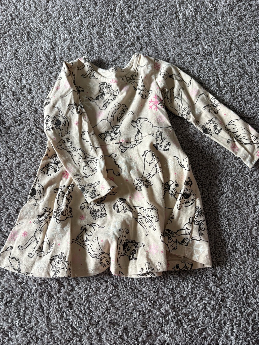 Disney Cream 101 Dalmatians Long-Sleeve Nightgown with Pink Accents